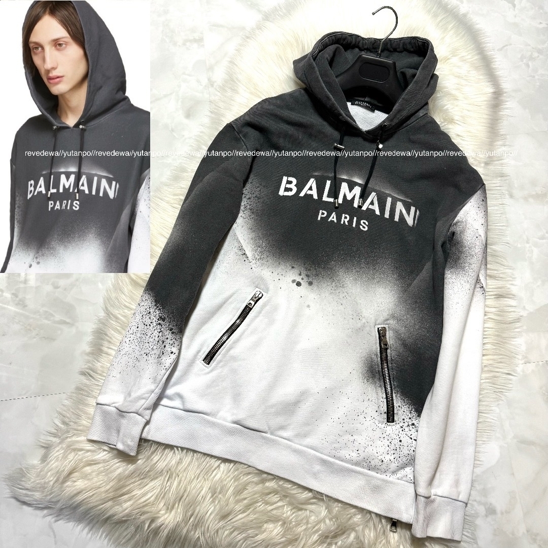 BALMAIN(バルマン)の本物 バルマンオム SIDE ZIP グラフィティー パーカー プルオーバー L メンズのトップス(パーカー)の商品写真