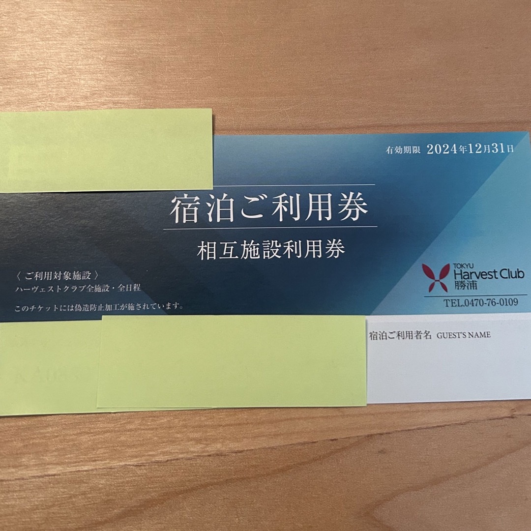 東急ハーヴェスト　勝浦ホーム　相互利用券セット チケットの優待券/割引券(宿泊券)の商品写真