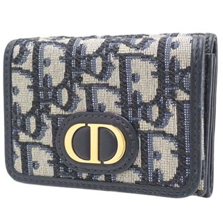 ディオール(Dior)のDior(ディオール) トロッター 三つ折り財布コンパクト財布 ミニウォレット 3つ折り ディオールオブリークジャカード キャンバス レザー ネイビー紺 ベージュ ゴールド金具 レディース 40802086902【中古】【アラモード】(財布)