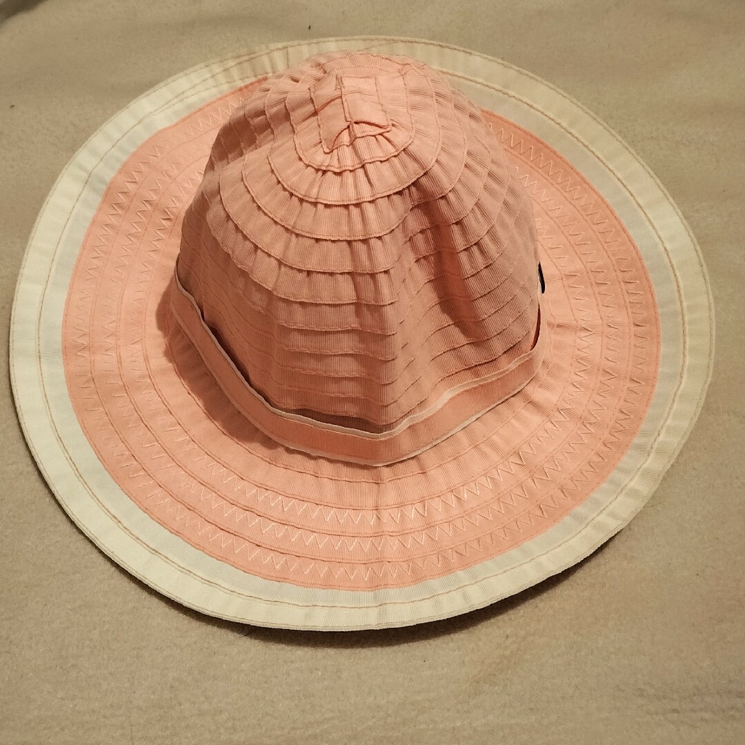 レディース 帽子 ハット　ピンクオレンジ　頭囲M レディースの帽子(ハット)の商品写真