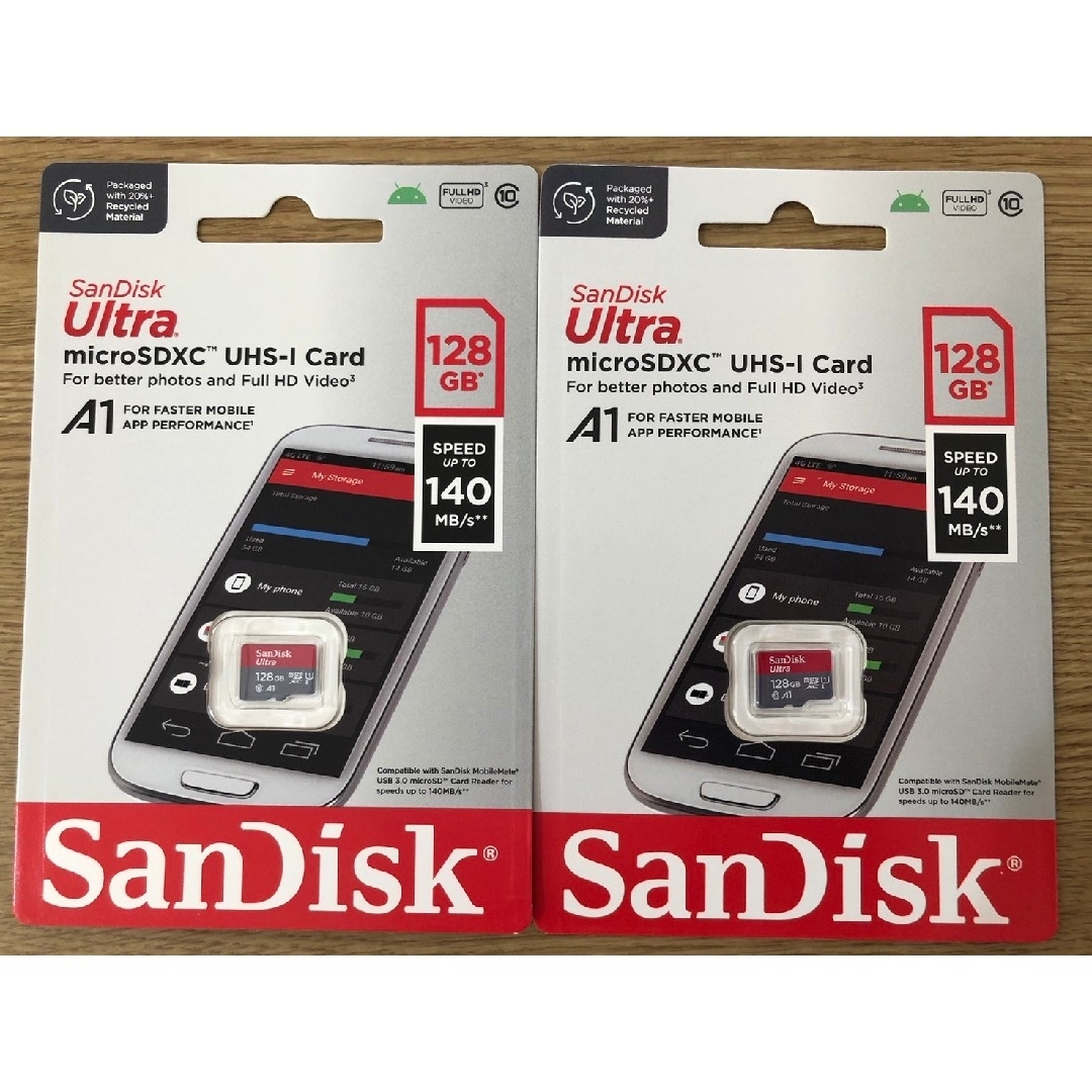 SanDisk(サンディスク)のSandisk マイクロSDカード128GB 140mb/s  2枚セット スマホ/家電/カメラのPC/タブレット(PC周辺機器)の商品写真