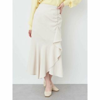 アースミュージックアンドエコロジー(earth music & ecology)の【アイボリー】切り替えラッフルスカート ロング/春/24SS(ロングスカート)