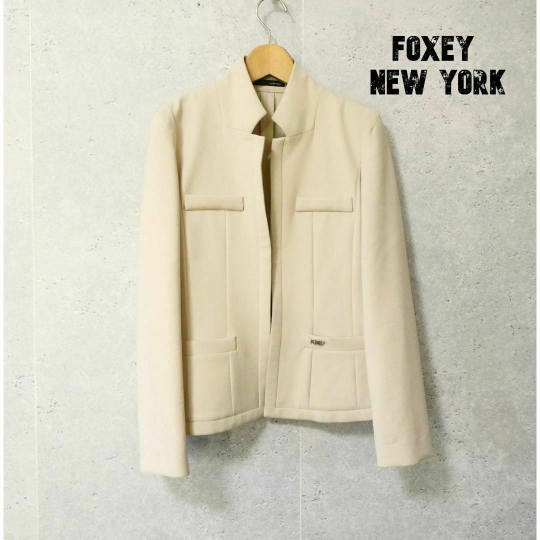 FOXEY NEW YORK(フォクシーニューヨーク)の美品 FOXEY NEW YORK スタンドカラー シングル ジャケット レディースのジャケット/アウター(テーラードジャケット)の商品写真