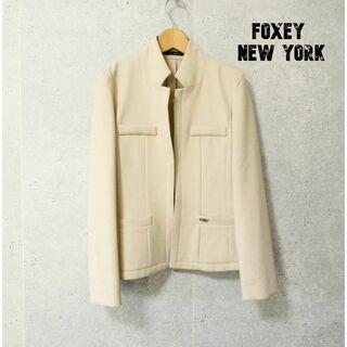 フォクシーニューヨーク(FOXEY NEW YORK)の美品 FOXEY NEW YORK スタンドカラー シングル ジャケット(テーラードジャケット)
