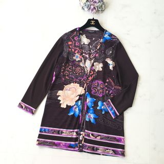 LEONARD - 美品♡ LEONARD カーディガン ペイズリー トリム シルク混 LEONARD - 美品♡ LEONARD カーディガン ペイズリー トリム シルク混