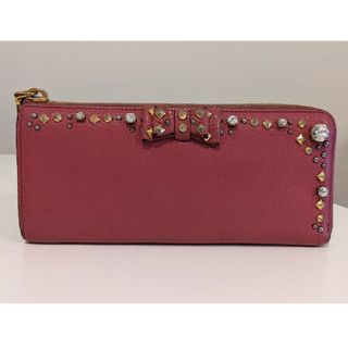 ミュウミュウ(miumiu)のmiumiu 長財布 スタッズ ビジュー ピンク(財布)