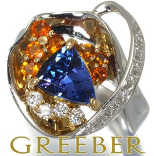 タンザナイト 1.38ct シトリン 0.34ct ダイヤ ダイヤモンド 0.20ct リング Pt900/K18YG (リング(指輪))