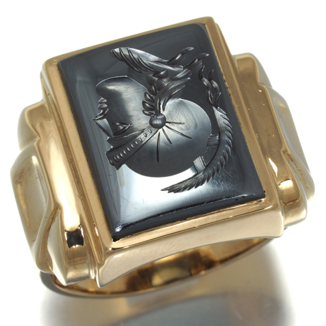 ヘマタイト 騎士 インタリオ リング K10YG  レディースのアクセサリー(リング(指輪))の商品写真