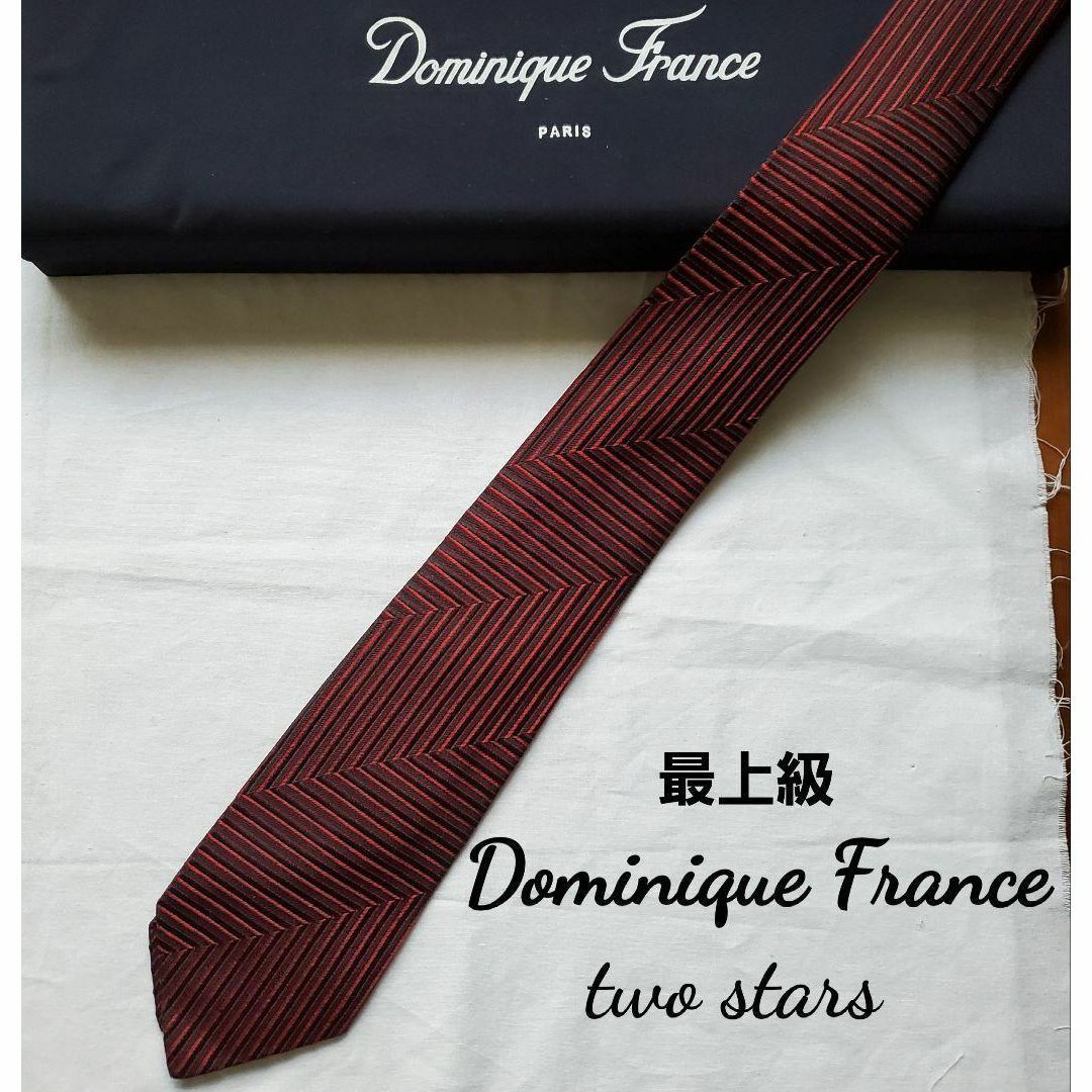 TIE YOUR TIE(タイユアタイ)の最上級　美品　ドミニクフランス　レッド　ストライプ　美しいネクタイ メンズのファッション小物(ネクタイ)の商品写真