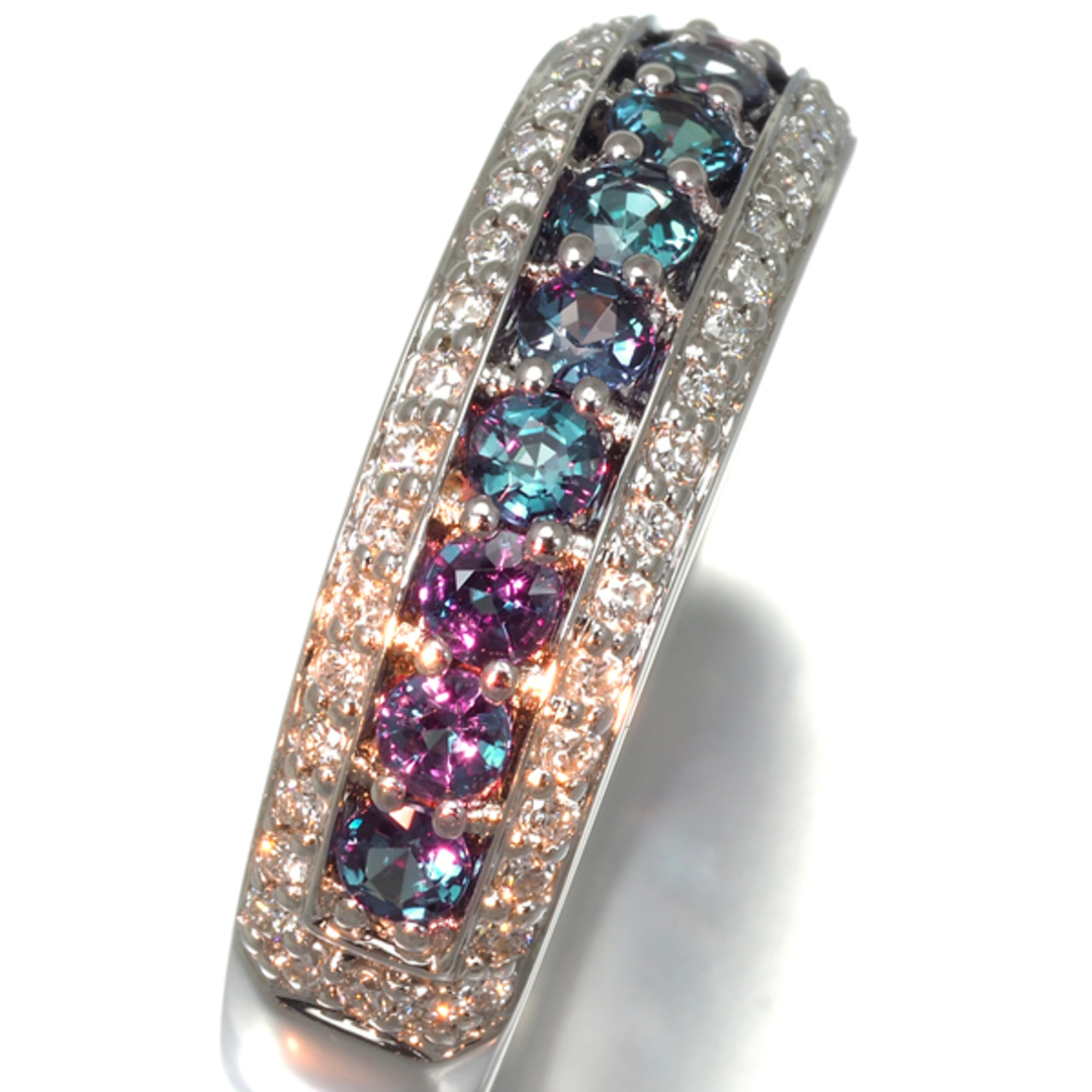 アレキサンドライト 0.65ct ダイヤ ダイヤモンド 0.25ct リング K18WG ソーティング レディースのアクセサリー(リング(指輪))の商品写真