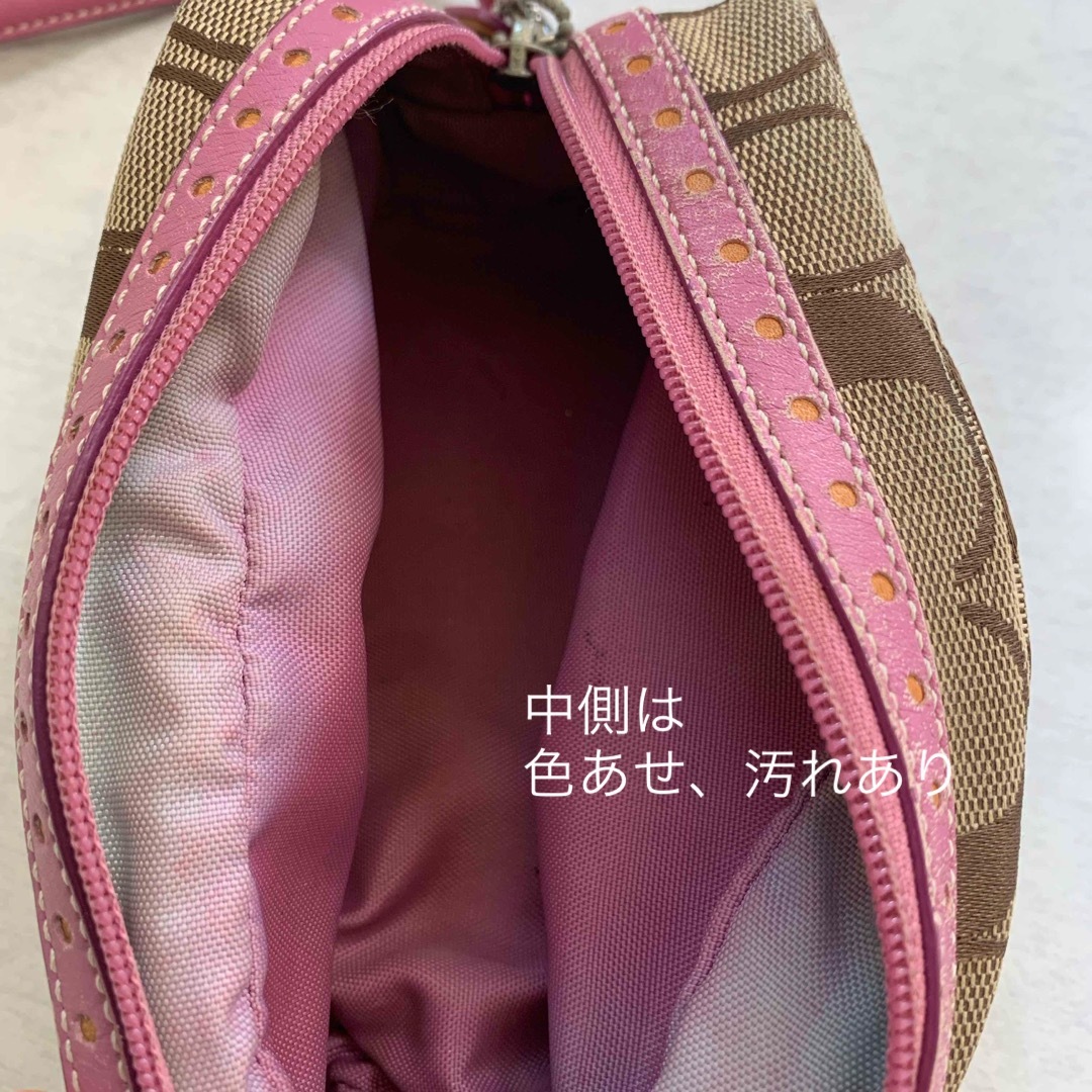 COACH(コーチ)の【中古】COACH ポーチ 化粧ポーチ モノグラム パステルピンク コーチ レディースのファッション小物(ポーチ)の商品写真