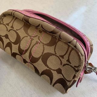 コーチ(COACH)の【中古】COACH ポーチ 化粧ポーチ モノグラム パステルピンク コーチ(ポーチ)