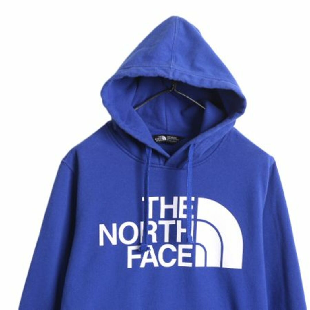 THE NORTH FACE(ザノースフェイス)のノースフェイス プリント スウェット フード パーカー メンズ S 古着 The North Face ロゴ プルオーバー 裏起毛 トレーナー アウトドア 青 メンズのトップス(パーカー)の商品写真