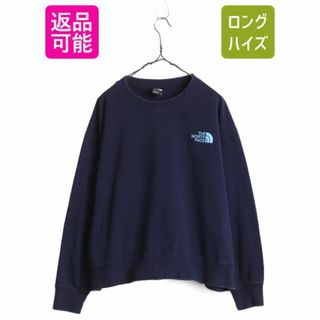 ザノースフェイス(THE NORTH FACE)のノースフェイス ロゴ 刺繍 スウェット トレーナー レディース XL / The North Face アウトドア クルーネック スエット 裏起毛 大きいサイズ(トレーナー/スウェット)