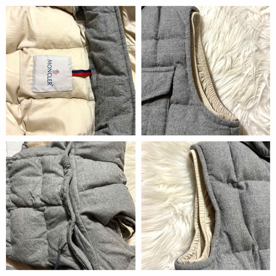MONCLER(モンクレール)の本物美品 モンクレール FLAGワッペン フード付き ダウン ベスト 1 グレー メンズのジャケット/アウター(ダウンベスト)の商品写真