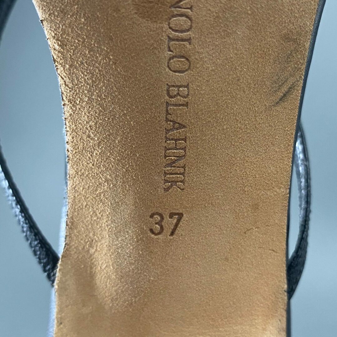 MANOLO BLAHNIK(マノロブラニク)の4c9 MANOLO BLAHNIK マノロブラニク レザー ヒールサンダル 37 ブラック パンプス シューズ Leather Sandal レディースの靴/シューズ(サンダル)の商品写真