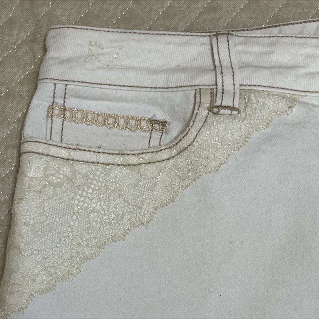 Ralph Lauren(ラルフローレン)のラルフローレン　160cm　ホワイトデニム　ミニスカート　レース　刺繍デコ キッズ/ベビー/マタニティのキッズ服女の子用(90cm~)(スカート)の商品写真