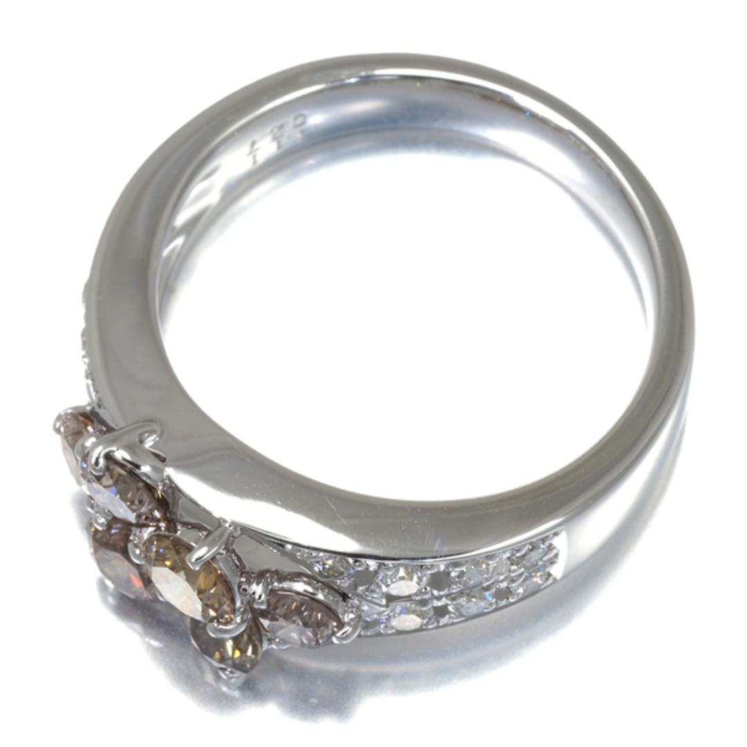 ブラウン&クリア ダイヤ ダイヤモンド 1.11ct/0.27ct リング K18WG  レディースのアクセサリー(リング(指輪))の商品写真