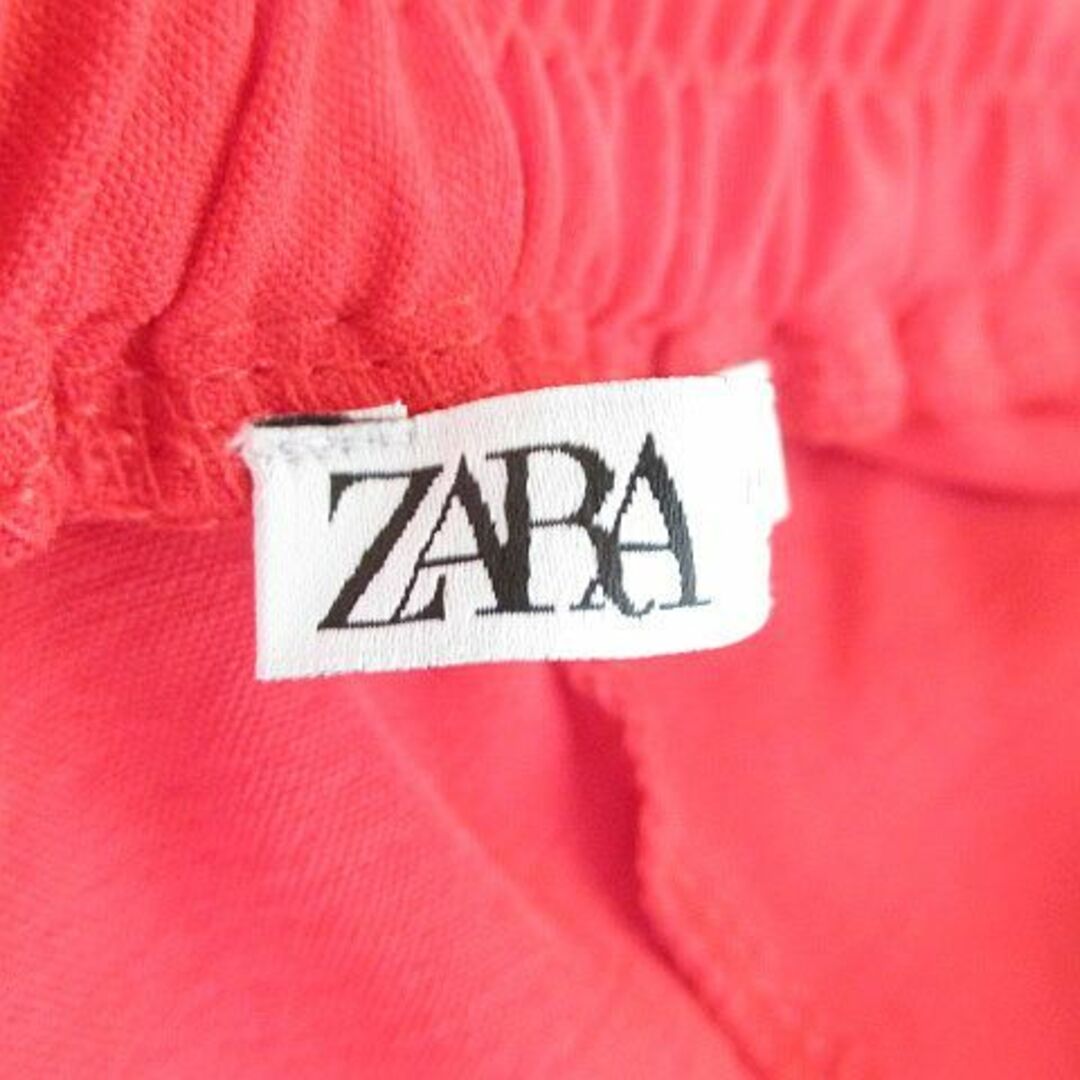 ZARA(ザラ)のザラ ZARA ロング丈 ワイドパンツ 薄手 M 赤系 レッド  リボン 無地 レディースのパンツ(その他)の商品写真