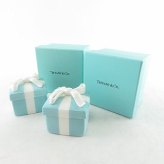 ティファニー(Tiffany & Co.)の未使用 TIFFANY＆Co. ティファニー ミニブルーボウボックス 小物入れ 2点 ペア リボン ジュエリーケース SU6141A2 (置物)