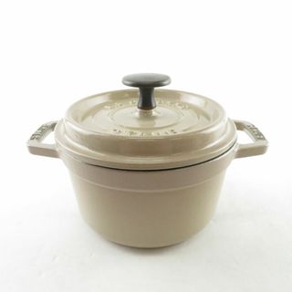 ストウブ(STAUB)の美品 STAUB ストウブ ピコ ココット ラウンド 両手鍋 鋳物ホーロー リネン 限定 14cm 料理 調理器具 SU6113X (鍋/フライパン)