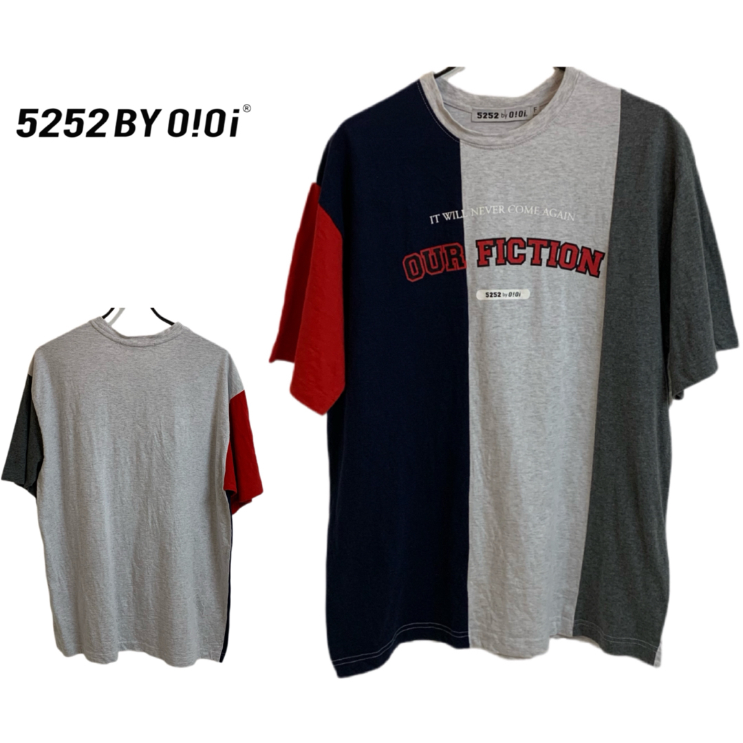 5252 BY O!Oi(ゴーニーゴーニーバイオアイオアイ)の5252 by O!Oi OUR FICTION カラー生地切替プリントTシャツ メンズのトップス(Tシャツ/カットソー(半袖/袖なし))の商品写真