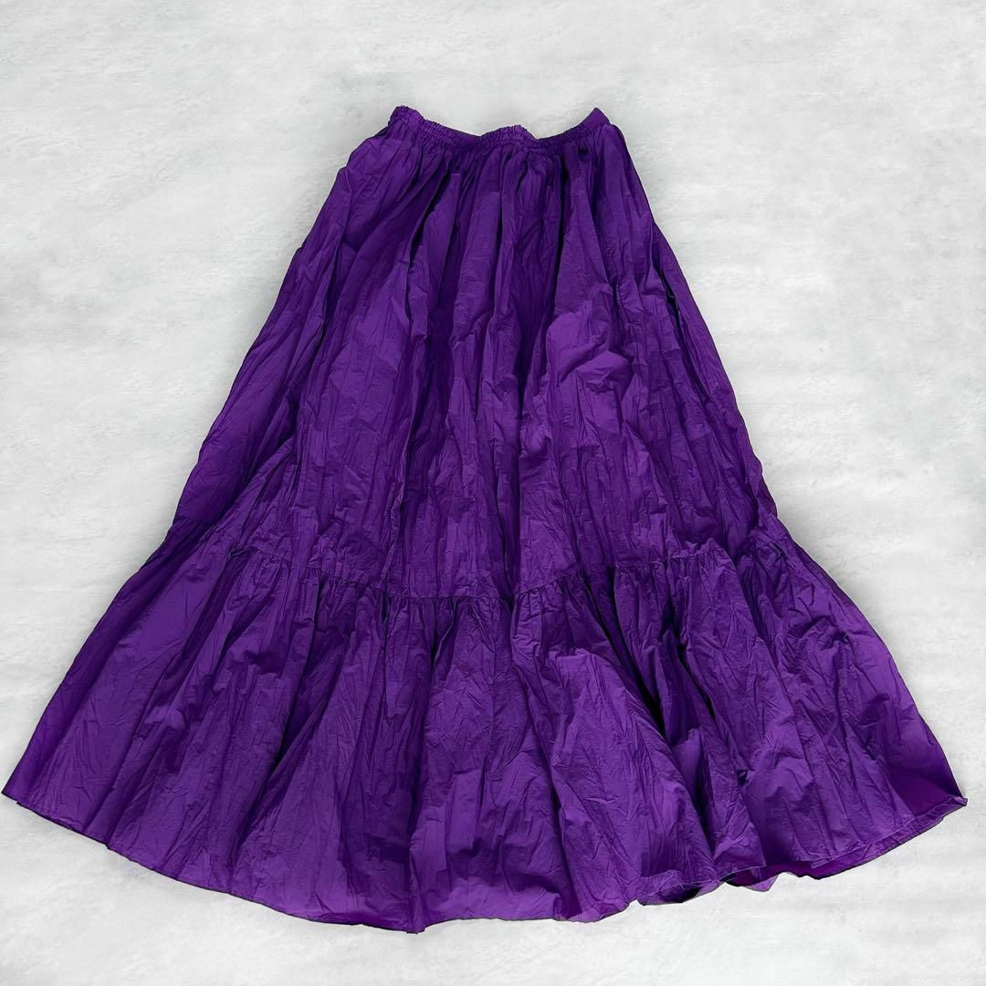 RILATO リラート シワ加工ナイロンロングスカート パープル38ウエストゴム レディースのスカート(ロングスカート)の商品写真