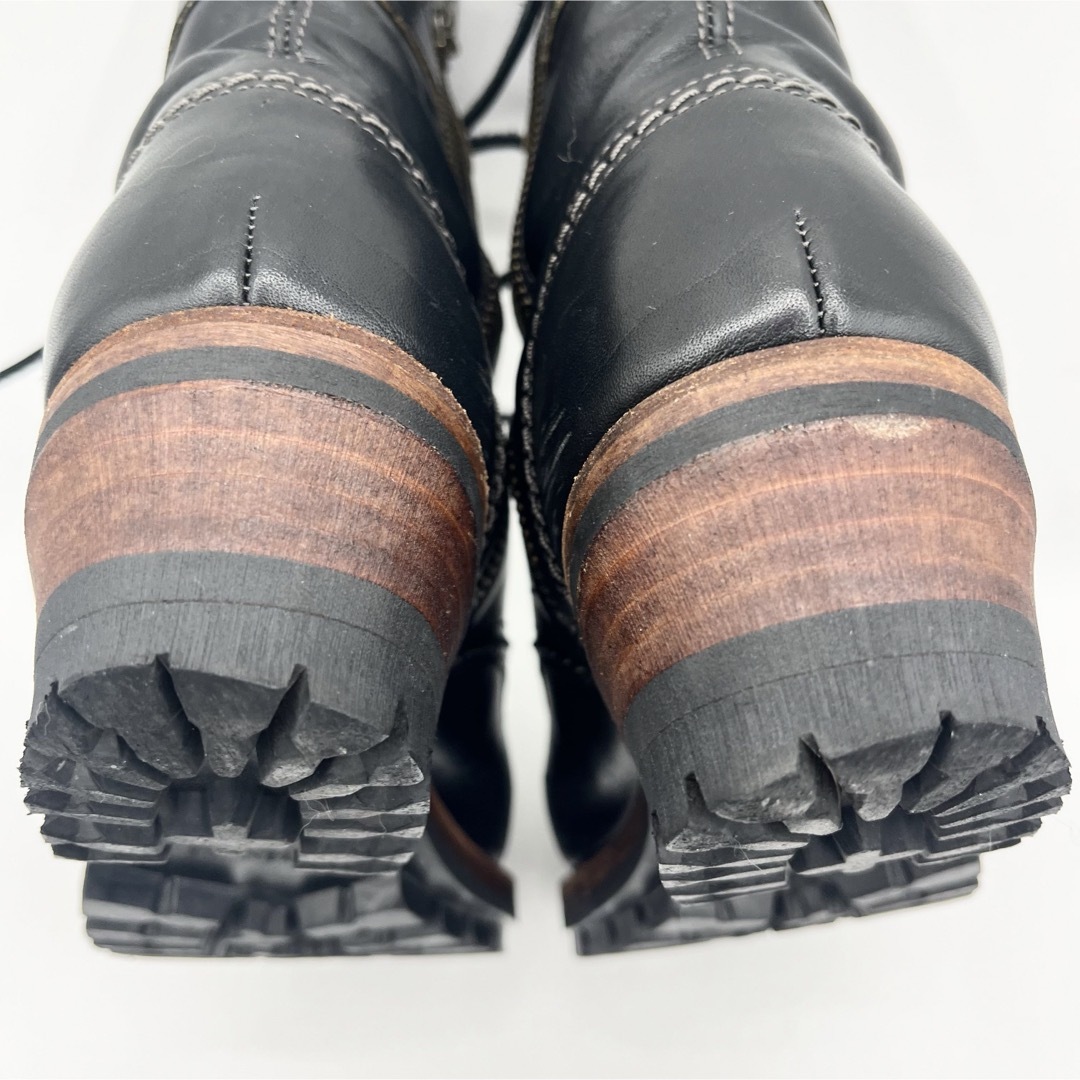 chausser(ショセ)の良品 プリュスバイショセ ワークブーツ レザー サイドジップ グッドイヤー 黒 レディースの靴/シューズ(ブーツ)の商品写真