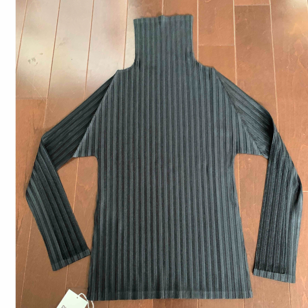 PLEATS PLEASE ISSEY MIYAKE(プリーツプリーズイッセイミヤケ)のプリーツプリーズRIB PLEATS ハイネックトップスブラック レディースのトップス(シャツ/ブラウス(長袖/七分))の商品写真