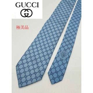 グッチ(Gucci)の【GUCCI】極美品 グッチ GG柄 ビジネスネクタイ 現行タグ ブルー(ネクタイ)