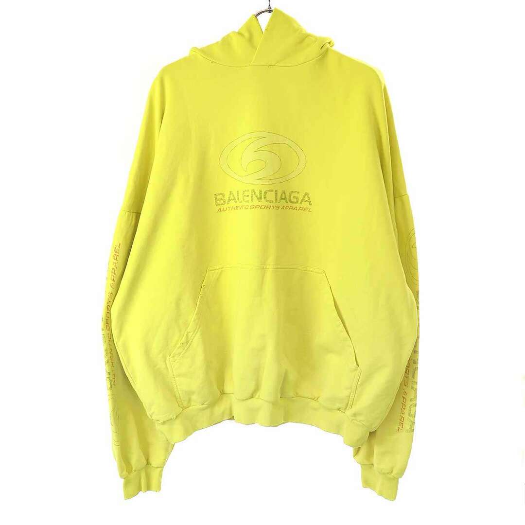 Balenciaga(バレンシアガ)のBALENCIAGA バレンシアガ 24SS SURFER ROUND HOODIE ロゴプリントプルオーバー パーカー 761458 TPVM5 イエロー 3 メンズのトップス(パーカー)の商品写真