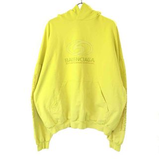 バレンシアガ(Balenciaga)のBALENCIAGA バレンシアガ 24SS SURFER ROUND HOODIE ロゴプリントプルオーバー パーカー 761458 TPVM5 イエロー 3(パーカー)