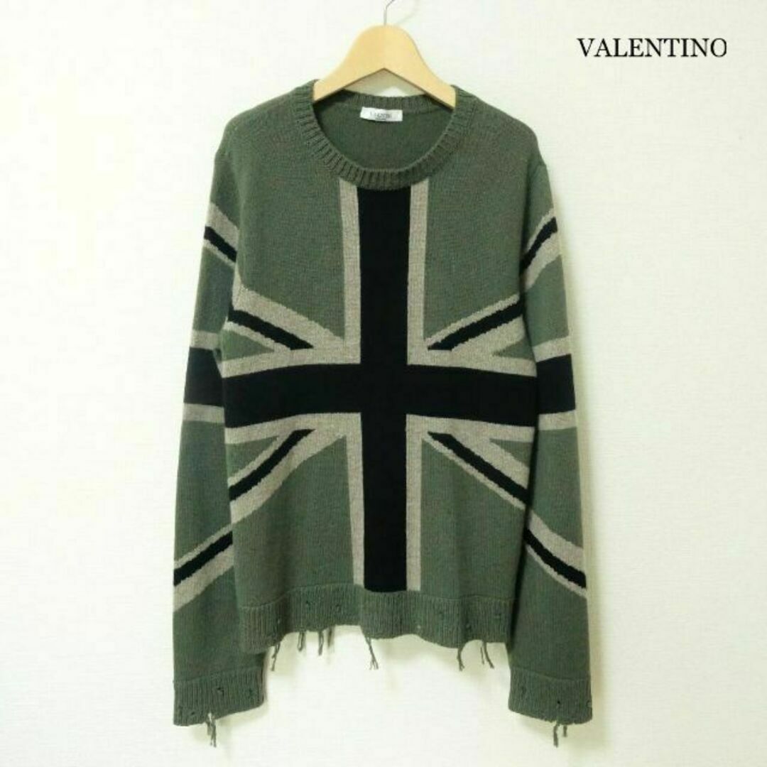 VALENTINO(ヴァレンティノ)の美品 ヴァレンティノ ユニオンジャック カシミヤ100％ ニット セーター メンズのトップス(ニット/セーター)の商品写真