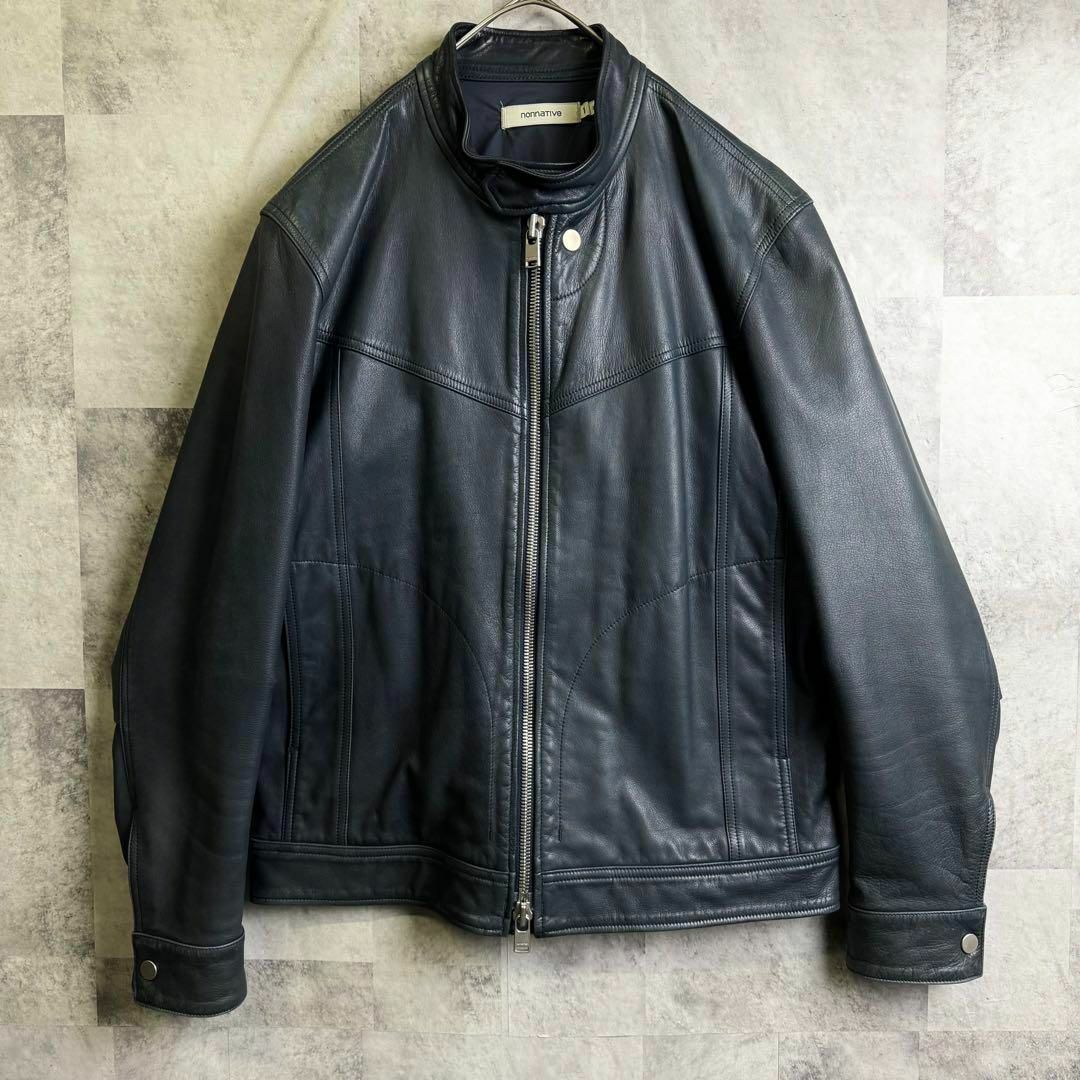 nonnative(ノンネイティブ)の激レア 非売品 ノンネイティブ レザー ライダースジャケット ダークグレー M メンズのジャケット/アウター(レザージャケット)の商品写真