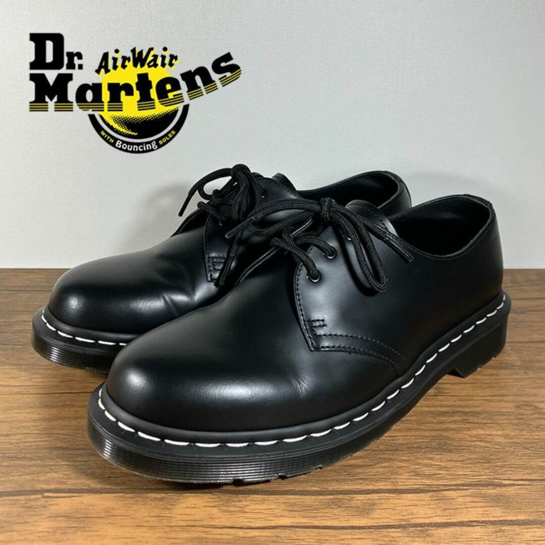 美品 Dr.Martens マーチン ホワイトステッチ 3ホールシューズ UK8