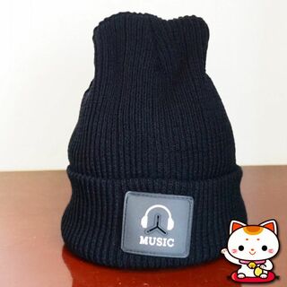 新品 未使用 おしゃれ 可愛い 帽子 ニット ファッション S94  ブラック(ニット帽/ビーニー)