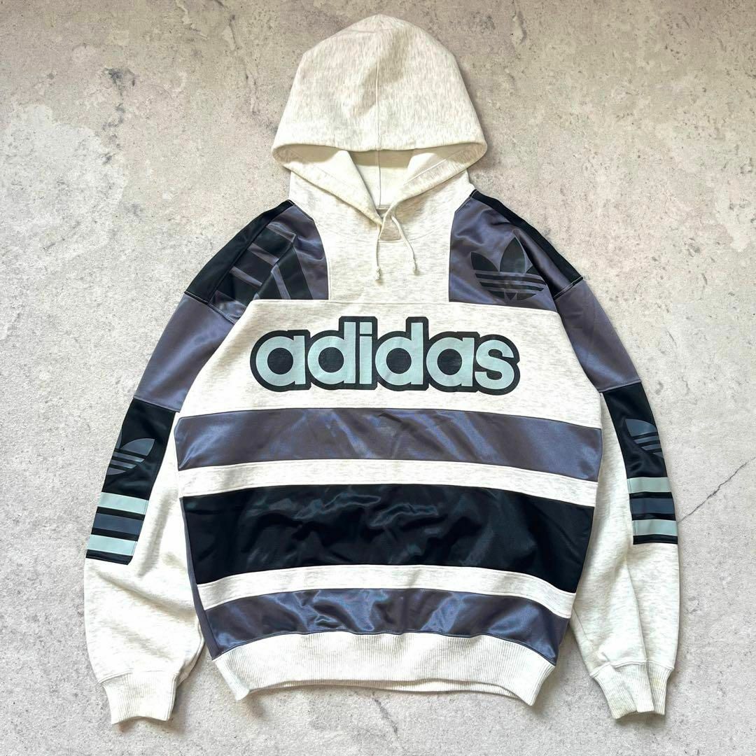 adidas(アディダス)の【90sデサント期 アディダス】サイズLビッグロゴ 切り替え スウェットパーカー その他のその他(その他)の商品写真