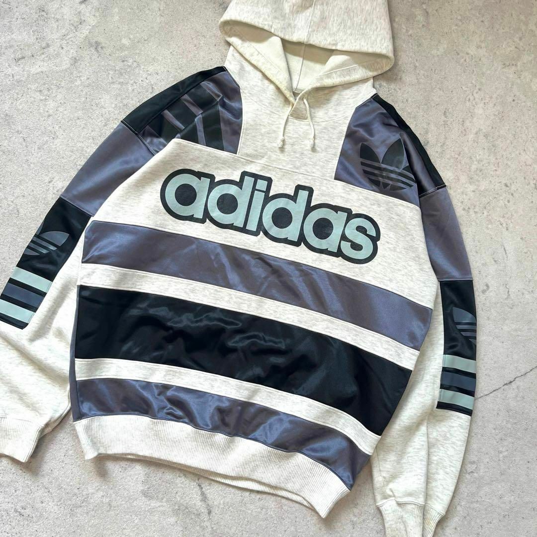 adidas(アディダス)の【90sデサント期 アディダス】サイズLビッグロゴ 切り替え スウェットパーカー その他のその他(その他)の商品写真