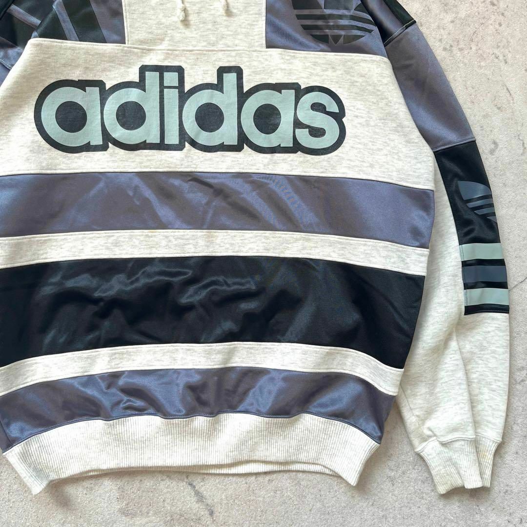 adidas(アディダス)の【90sデサント期 アディダス】サイズLビッグロゴ 切り替え スウェットパーカー その他のその他(その他)の商品写真