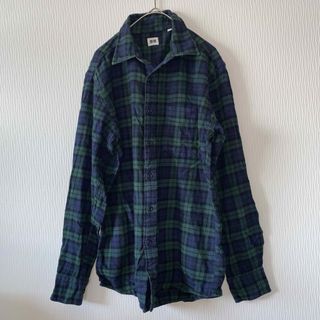 ユニクロ(UNIQLO)の【長袖シャツ】 チェック柄 緑色系 スタンダードカラー M (ユニクロ)(シャツ)