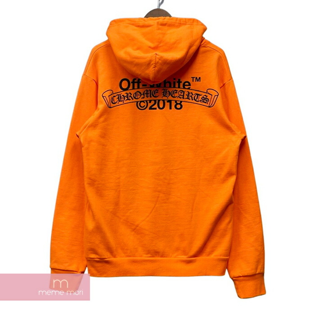 【BIG PRICE OFF】OFF-WHITE×CHROME HEARTS 2018SS HD PLVR V OFF WHITE オフホワイト×クロムハーツ プルオーバーフーディ パーカー ロゴプリント オレンジ サイズXL 【240308】【新古品】【me04】 メンズのトップス(パーカー)の商品写真