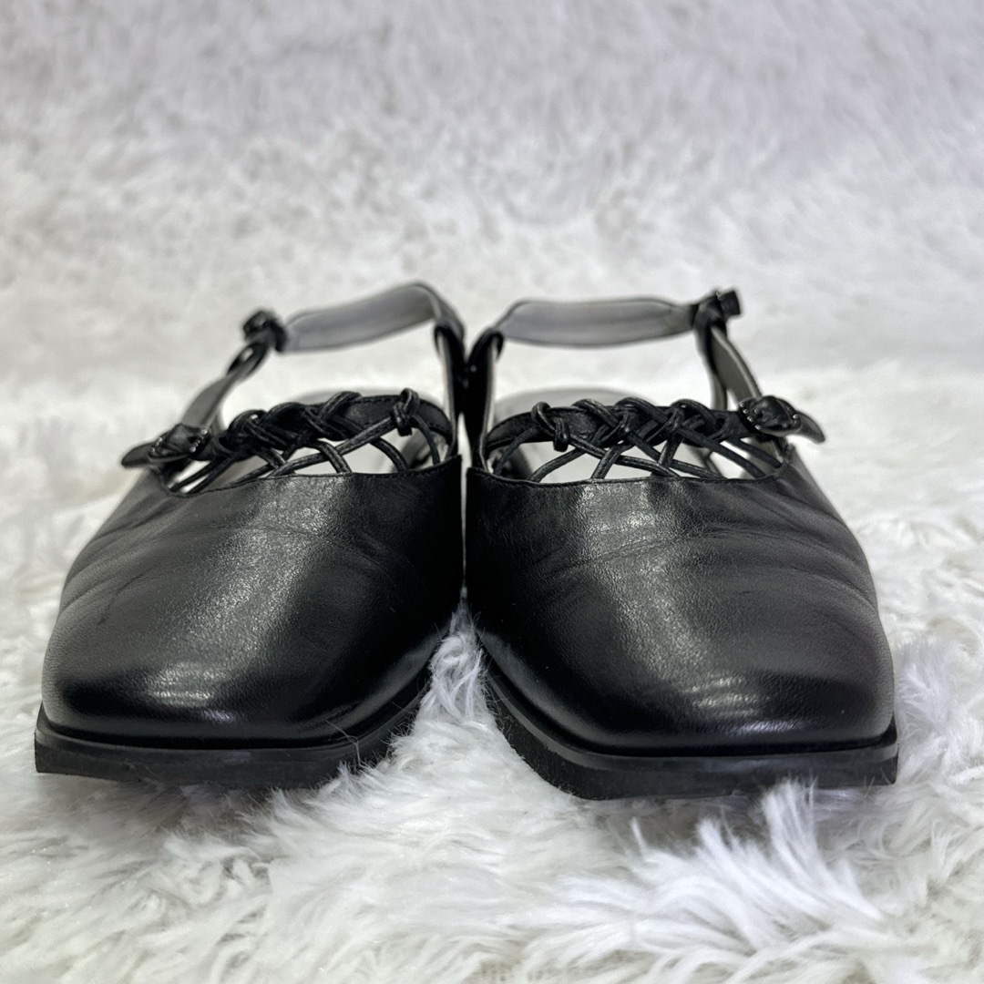 Pedala（asics）(ペダラ)の【匿名配送】アシックス ペダラ レザー パンプス ストラップ 黒 22.5cm レディースの靴/シューズ(ハイヒール/パンプス)の商品写真