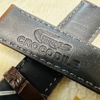 2414#19mm-16mmダークブラウン☆本物クロコダイル腕時計用ベルトの通販 