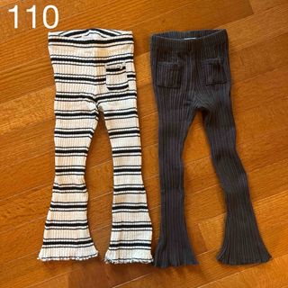 ザラキッズ(ZARA KIDS)のZARA kids リブパンツ　スパッツ　ストライプ　グレー　110(パンツ/スパッツ)