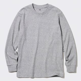 ユニクロ(UNIQLO)のユニクロ ソフトタッチクルーネックT 長袖 Lサイズ グレー(Tシャツ/カットソー(七分/長袖))