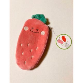 野菜　果物　ペンケース　ポーチ　苺　ピンク　ダイソー(キャラクターグッズ)