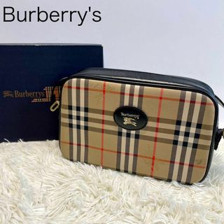 バーバリー(BURBERRY)の【Burberry's】ショルダーバッグ ノバチェック ホースロゴ レザー 黒(ショルダーバッグ)