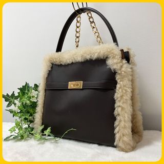 トリーバーチ(Tory Burch)の希少 TORY BURCH リーラジウィル ファー 2way チェーン バッグ(ハンドバッグ)