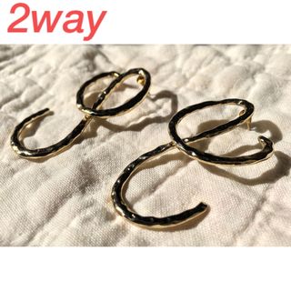 【新品送無料❗️】2way 変形ピアス イヤーカフ ゴールド インポート アクセ(ピアス)