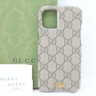 グッチ(Gucci)のITZCLZURVF5I 美品 グッチ GGスプリーム オフィディア iPhone 12 Pro Max アイフォンケース 668408 ベージュ 外箱(iPhoneケース)